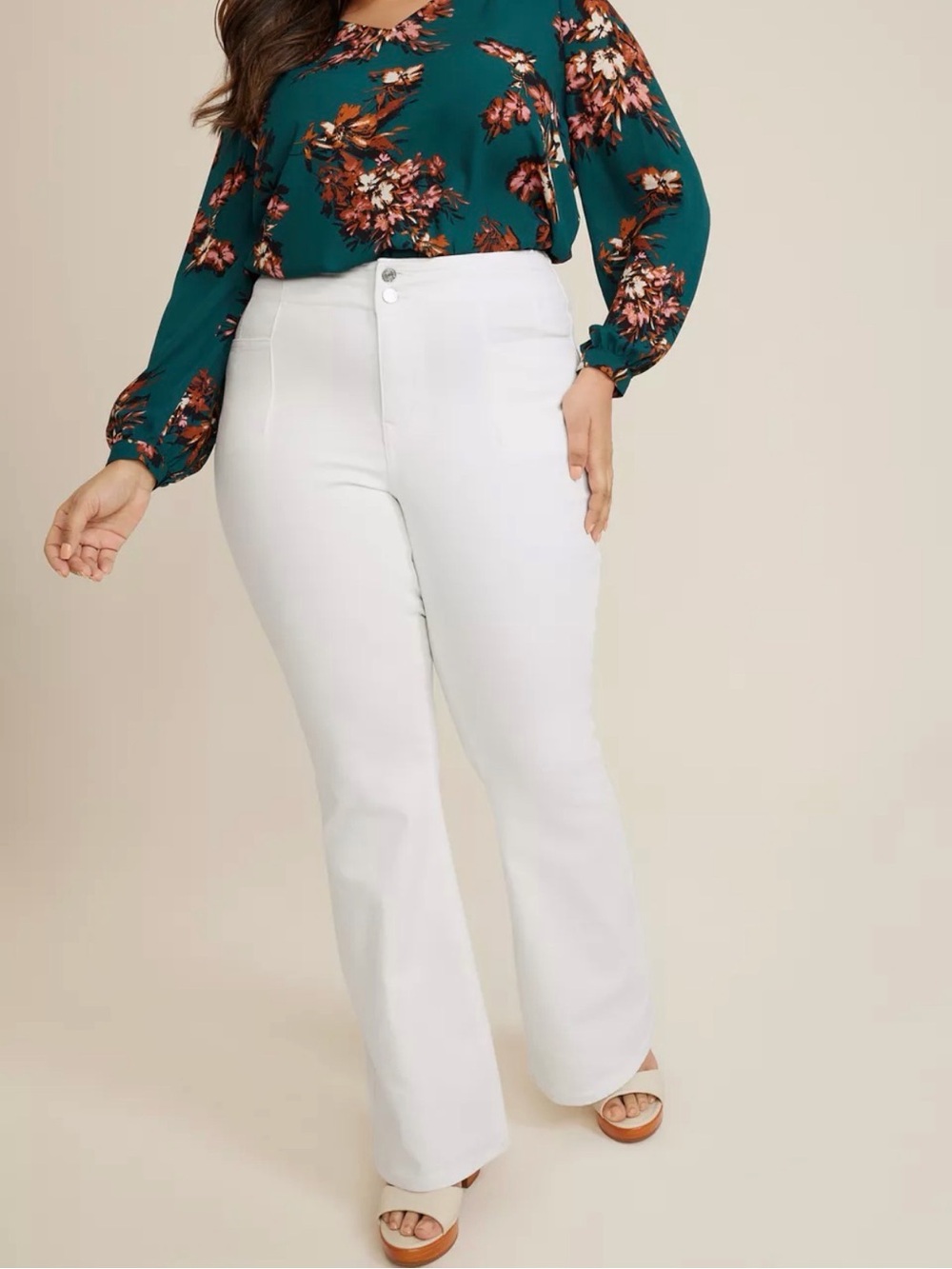 White High Rise Curvy Flare Jeans Maurices M Jeans Plus Size 14W Regular